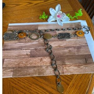 Chico's Bronze and Wood Chain Belt